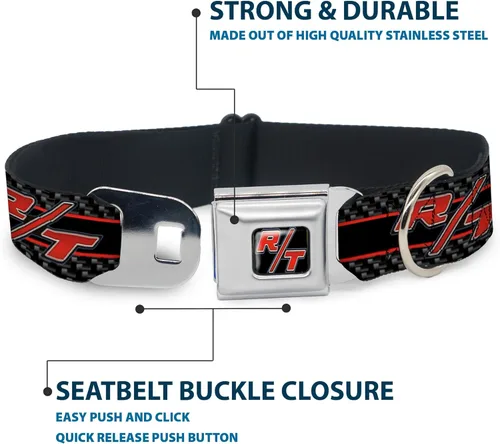Vista 4 de Buckle-Down DC-WCL011-S CLL Dodge Challenger R/T Emblem Collar de perro a todo color negro/blanco/rojo, pequeño/9-15