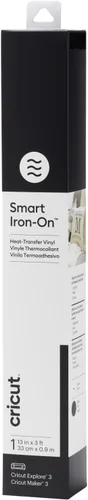 Cricut Vinilo de transferencia de calor inteligente para planchar, negro, rollo de 3 pies (13"x36") para máquinas Maker & Explore, corte sin