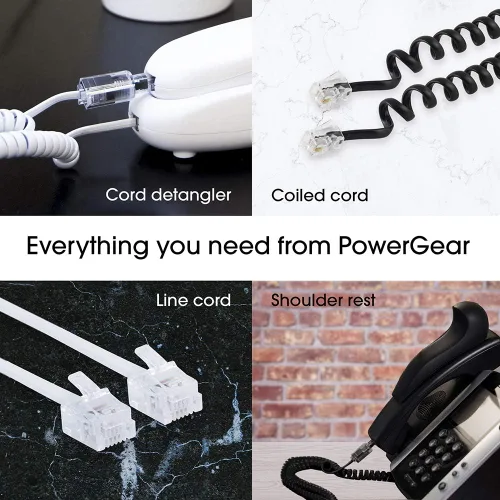 Vista 6 de Power Gear Cable de línea telefónica, paquete de 2, 25 pies, cable telefónico, extremos modulares, funciona para teléfono, módem o máquina de fax