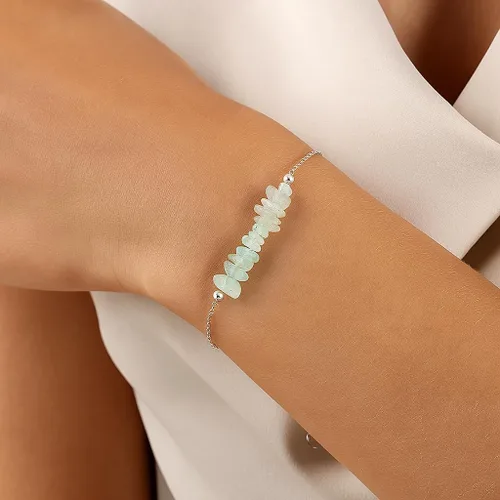 Vista 85 de TGH Pulsera de barra de chips naturales, cristal curativo, pulsera de cuentas crudas chapada en plata, cadena ajustable de 7 + 1 pulgada, regalo
