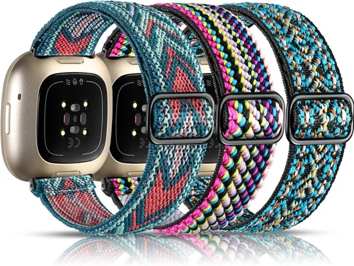 Vista 17 de Maledan Bandas Compatibles con Correas de Reloj Fitbit Versa 3/4 y Sense/Sense 2, Pulseras Deportivas de Tela Elástica Ajustable para Hombres