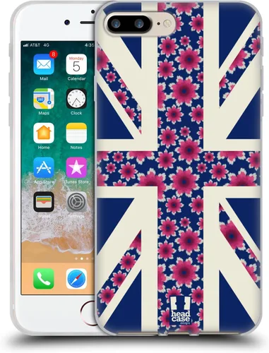 Vista 50 de Head Case Designs Blue Gingham Union Jack Collection - Funda de gel suave compatible con Apple iPhone 7 Plus/iPhone 8 Plus