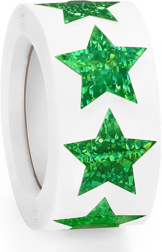 Vista 16 de 500 calcomanías de estrellas multicolor para recompensas infantiles, calcomanías holográficas de estrellas de 1 pulgada para bricolaje