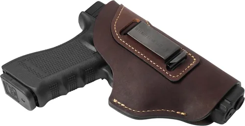 Vista 12 de Relentless Tactical IWB The Defender - Funda de cuero para pistolas S&W M&P Shield, GLOCK 17 19 22 23 32 33, Springfield XD & XDS, y pistolas