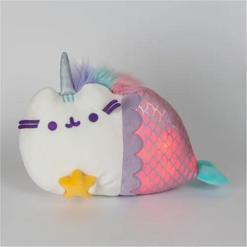 Vista 2 de GUND Pusheen - Animal de peluche con luces mágicas de sirena Pusheenicorn activado al tacto, 12 pulgadas