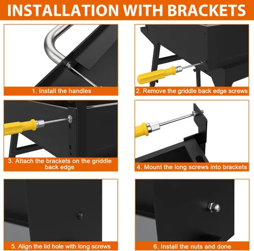 Vista 4 de Capucha de tapa dura con medidor de temperatura para plancha Blackstone de 17 pulgadas, tapa con bisagras para Blackstone modelo de grasa delantera