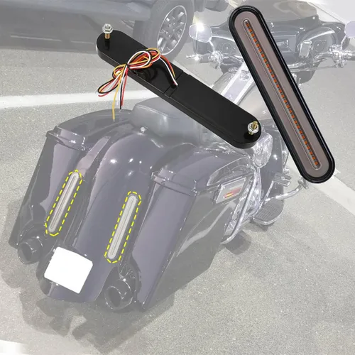 Vista 6 de Luz trasera LED de freno para Harley Davidson, tira de luces LED de señal de giro para guardabarros traseros, freno de montaje vertical, señal