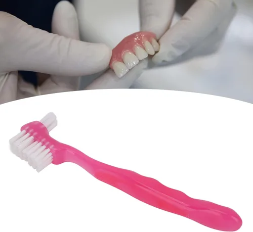 Vista 2 de Cepillo de dientes para dentaduras postizas, cepillo ergonómico para eliminación de placa para cabello suave, portátil, seguro para viajes en casa