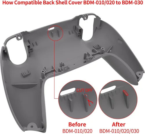 Vista 5 de eXtremeRate Black Performance Rubberized Grip Custom Back Plate Bottom Shell Compatible with ps5 Controller, Replacement Back Shell Cover Compatible