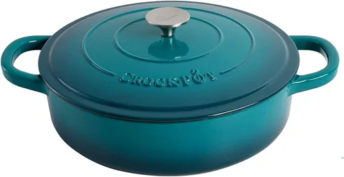 Vista 10 de Crock Pot Artisan - Cacerola de hierro fundido esmaltado con tapa, 5 cuartos de galón, azul aguamarina