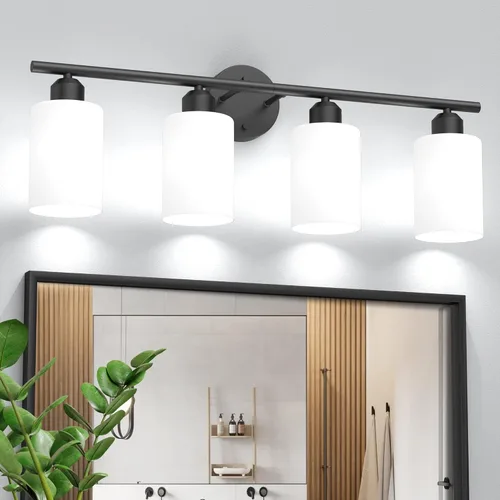 Vista 16 de Espird Lámpara de baño negra de 3 luces para tocador, moderna lámpara de pared para baño, lámpara de pared de granja, apliques de pared negro mate