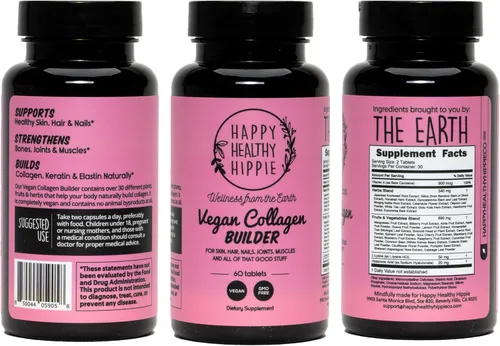 Vista 9 de Creador de colágeno vegano con ácido hialurónico – Vitaminas para el cabello y las uñas para un brillo juvenil Refuerzo de queratina y elastina
