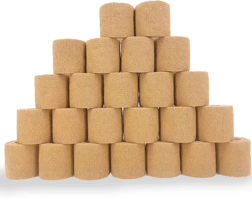 Vista 24 de 24 rollos de vendaje elástico autoadhesivo de 1 pulgada, vendaje cohesivo transpirable no tejido, envoltura veterinaria para perros, esguinces