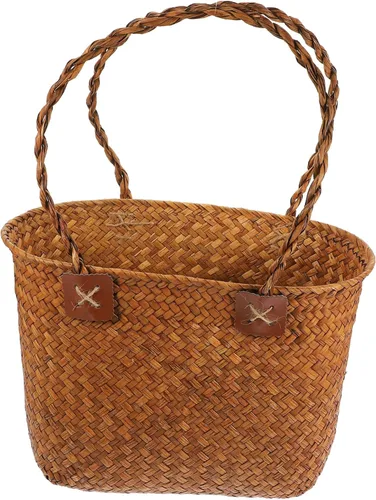 Vista 4 de Zerodeko 2 cestas de almacenamiento de mimbre cesta africana cestas tejidas para cestas de boda cesta de compras africana cesta de plantas de hierba