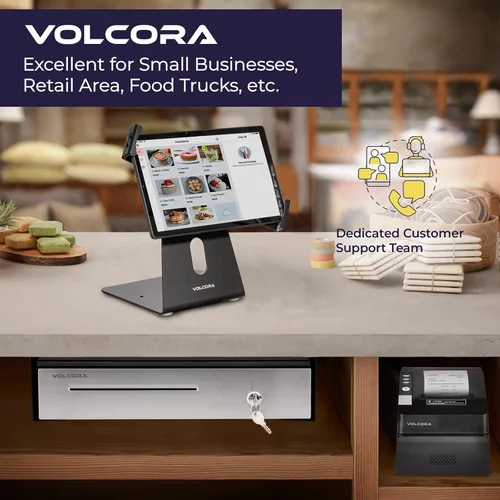 Vista 8 de Volcora Cajón de caja registradora de 13" para sistema de punto de venta (POS), Bandeja de efectivo de 4 billetes y 5 monedas, Cajones delanteros