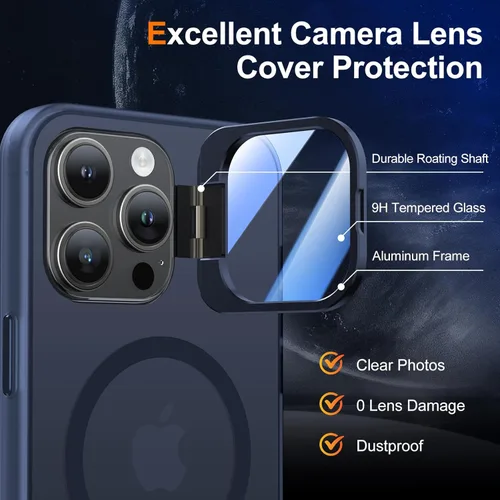 Vista 3 de Meifigno Window Mag Series - Funda diseñada para iPhone 15 Pro, soporte de cámara integrado y compatible con MagSafe, parte trasera mate translúcida