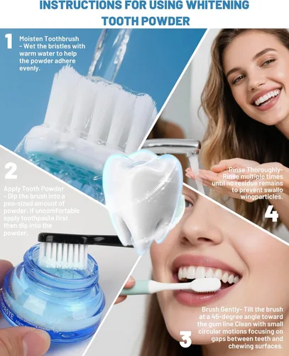 Vista 5 de Polvo blanqueador de dientes, pasta de dientes, polvo blanqueador, eliminación de manchas sin sensibilidad, blanqueador de dientes natural