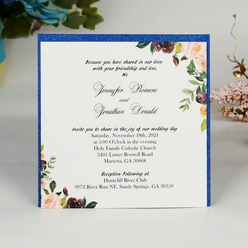 Vista 6 de Hosmsua 6.3 x 6.3 pulgadas, 50 tarjetas de invitación de boda personalizadas cortadas con láser con rosa de encaje hueco y sobres para invitación