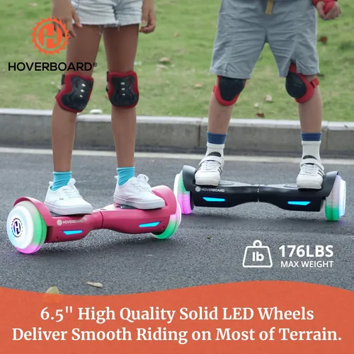 Vista 11 de Hoverboard con altavoz de música, ruedas LED de 6.5 pulgadas, luces de auto equilibrio, alcance máximo de 5/6 millas y 6.2 mph alimentado por motor