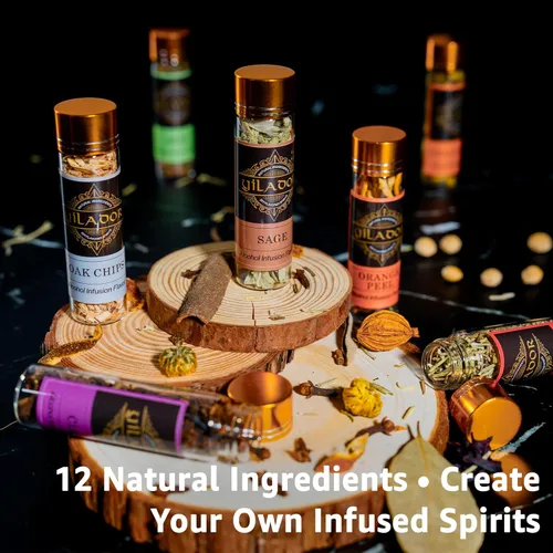 Vista 2 de Kit de infusión de alcohol para infusión de whisky, bourbon, ginebra, vodka, tequila, ron – Haz tus propios licores saborizados con 12 ingredientes