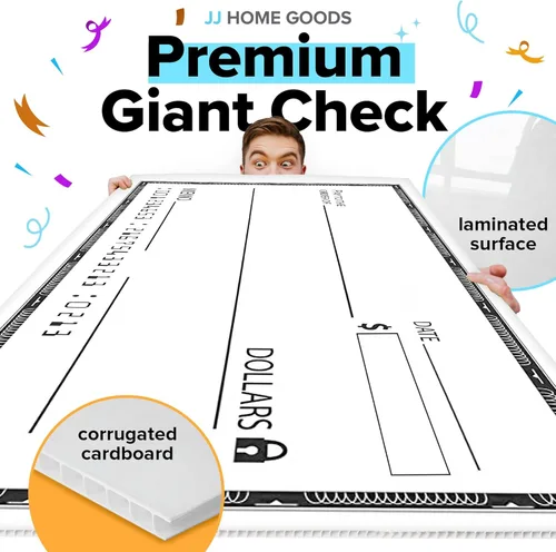 Vista 4 de Cheques gigantes reutilizables [48 x 24 pulgadas] – Cheques grandes de borrado en seco para presentaciones, cheques de gran