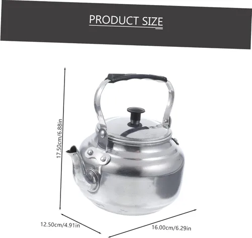 Vista 2 de iplusmile Tetera de aluminio de 0.8 litros, tetera clásica con espejo, tetera pulida, tetera con asa, compatible con inducción eléctrica de gas