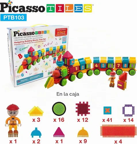 Vista 7 de Picasso Toys PTB103 - Bloques con forma de bloque de erizo, juego de azulejos de construcción, juguete de aprendizaje apilable, bloque educativo