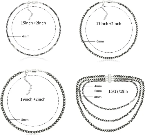 Vista 5 de Navajo - Collares de perlas para mujer, vaquera occidental, estilo bohemio, vintage, con cuentas de perlas para mujer