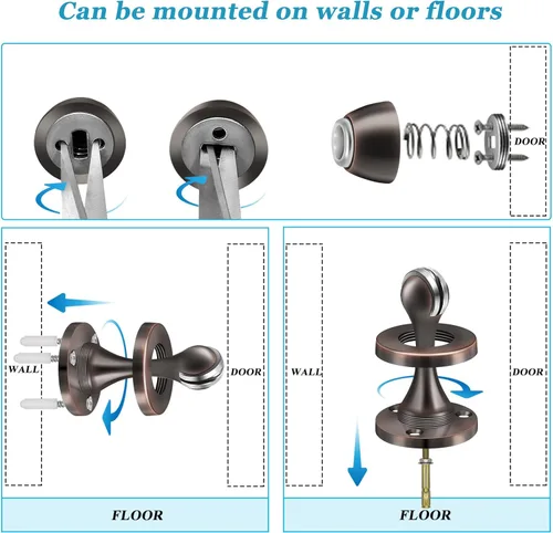 Vista 7 de Topes magnéticos para puerta, tope de puerta para montaje en pared, bronce aceitado resistente, acero inoxidable, topes de puerta para parte