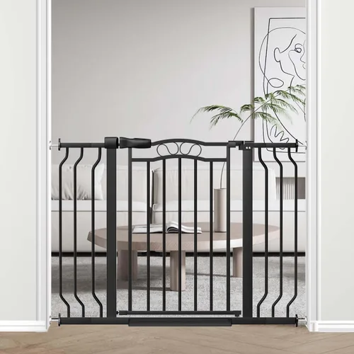Vista 15 de Fairy Baby Puerta de bebé de 29.5 a 33.5 pulgadas para puertas, puerta para perros para escaleras sin taladro, barrera de seguridad para mascotas