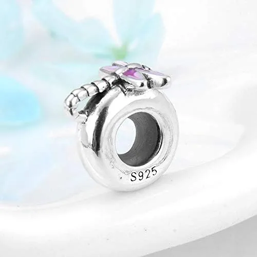 Vista 3 de Abalorio espaciador de goma con cuentas espaciadoras de plata de ley 925 para pulseras estilo Pandora