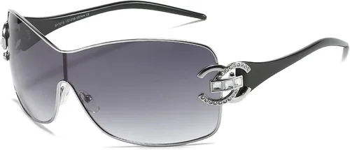 Alterancy Gafas de sol Y2K para mujeres y hombres, gafas de sol envolventes sin montura con lentes degradadas para mujer