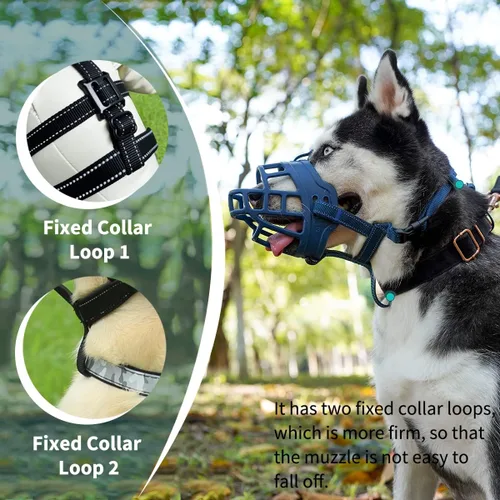 Vista 7 de BARKLESS Bozal para perro, bozal de cesta para perros pequeños, medianos y grandes, cubierta suave para morder y masticar, permite beber jadeo