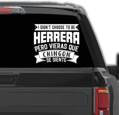 Vista 2 de Herrera - Calcomanías para carros calcomania personalizadas con apellido divertido apellido, calcomanía personalizada en español