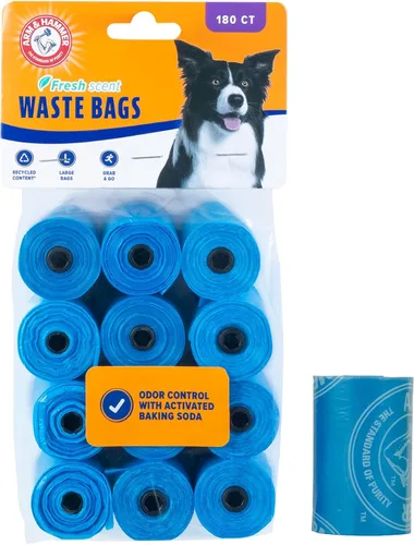 Vista 11 de Arm & Hammer Bolsas desechables de basura para perros y gatos fáciles de rasgar con bicarbonato de sodio activado, 180 bolsas de excrementos