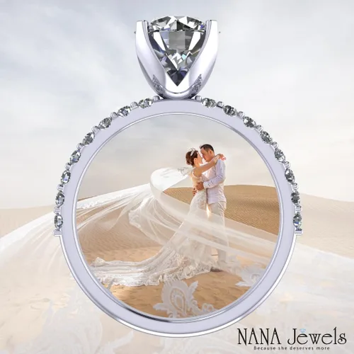 Vista 4 de NANA Jewels - Anillo de compromiso de plata de ley con diamantes de imitación, solitario redondo de 1,00 a 4,00 quilates