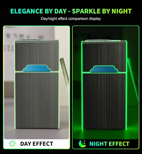 Vista 4 de x-lighter XL080 Glowing Cigarette Case for 100’s, Smell-Proof, Moisture-Proof Holder Box with USB Rechargeable Lighter, Women Gift, Christmas Gift