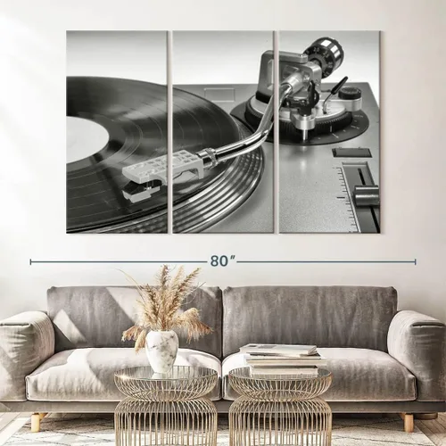 Vista 138 de Elephant Stock BW - Reproductor de discos de vinilo para pared, lienzo horizontal, decoración de pared de sala de estar de 3 piezas, impresión