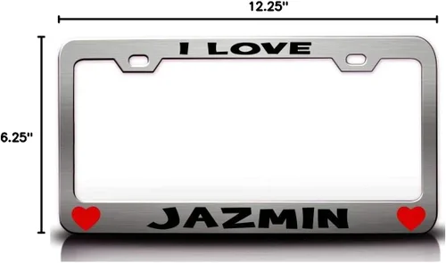 Vista 2 de Amo Jazmin w/Corazones Romántico Metal Coche SUV Camión Placa Marco Ch r47