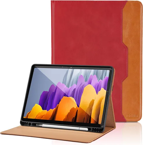 Vista 70 de Funda para Samsung Galaxy Tab A7 de 10,4 pulgadas 2020 (SM-T500/T505/T507) - Funda de piel sintética con función atril y bolsillo, función de Azul