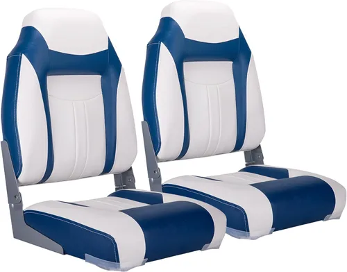 Vista 11 de NORTHCAPTAIN S1 Deluxe - Un par de asientos de barco de pesca plegables con respaldo alto/respaldo bajo, tornillos de acero inoxidable incluidos