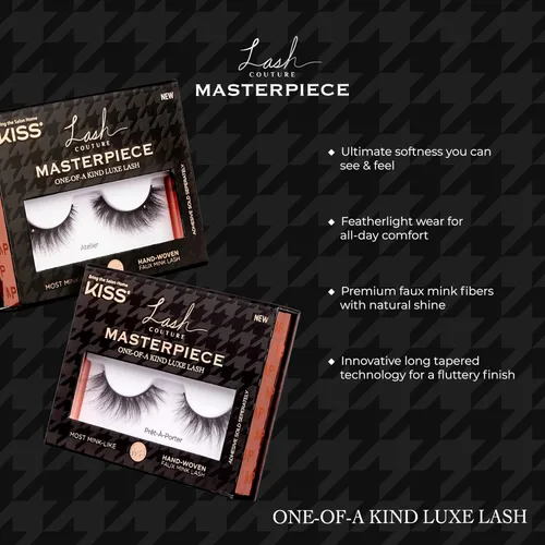 Vista 7 de KISS - Pestañas postizas de la colección Lash Couture Masterpiece tejidas a mano en visón sintético, estilo ‘Avant-Garde’, 12mm, fáciles de aplicar