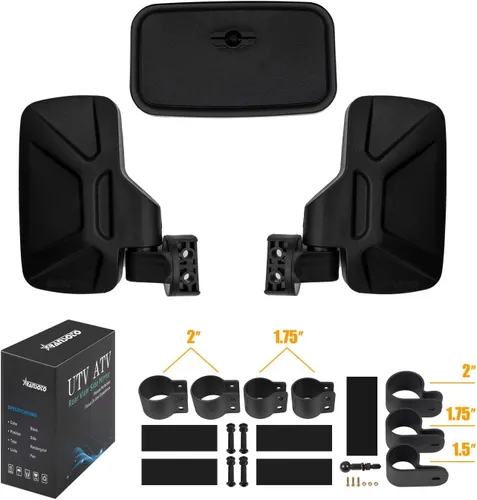 Vista 5 de RANSOTO Espejo retrovisor lateral UTV y espejo central para barra de 1.6 a 2 pulgadas, compatible con Polaris RZR Ranger Can-Am Maverick Commander