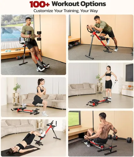 Vista 5 de Yoleo 2 in 1 Ab & Rowing Machines for Home, Foldable Ab Workout Equipment, Ab Trainer Machine for Stomach Workout, Ab Crunch Machine with Foam