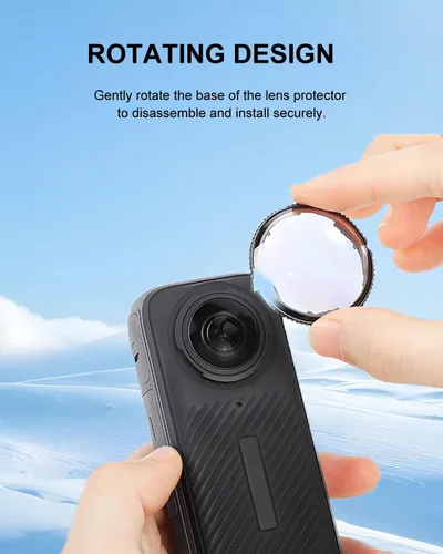 Vista 5 de Funda protectora de lente premium para Insta360 X4, protector de lente de vidrio templado giratorio extraíble para accesorios Insta 360 X4 (1 par)