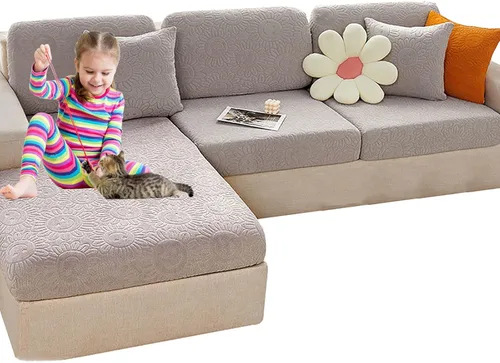 Vista 9 de Funda de cojín elástica para sofá, protector de muebles, funda de asiento de sofá, funda suave y gruesa y flexible con parte inferior elástica