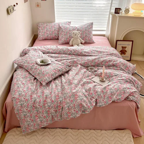 Vista 69 de HighBuy Funda de edredón floral de algodón, floral, coquette, fundas de edredón ligeras, suaves para niñas, juego de ropa de cama estilo jardín