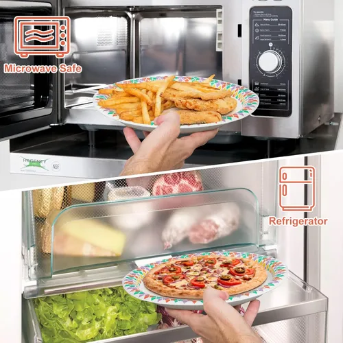 Vista 6 de 10 inch Paper Plates 100 Count Soak Proof, Cut Proof, Microwave Safe Heavy Duty Printed Disposable Plate for Everyday Use