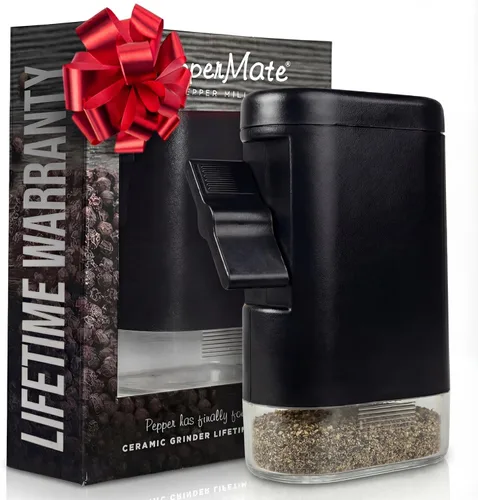 Molinillo de pimienta tradicional PepperMate - Manual, molinillo de sal y pimienta de alta eficiencia - Molinillo de pimienta ajustable y de alta