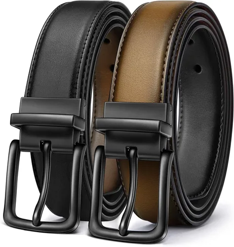 Vista 10 de BULLIANT Cinturón de cuero reversible para hombre, recortable, 1.25 Negro/Café Antiguo1033